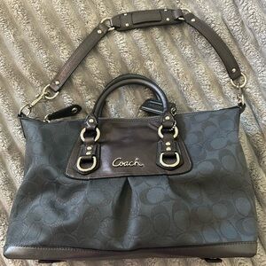 Coach gray and pewter Leather Satchel with Structured Design